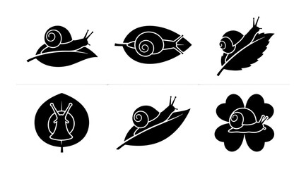 Snail Icons on Leaves and Clover © Aslam