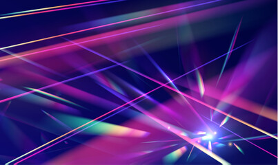 Abstract neon waves flow across dark space. Color gradients blend into smooth motion. Futuristic energy creates a digital dream. © ANATOLII
