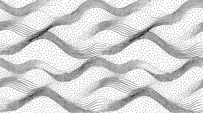 Stipple wave pattern with halftone dot gradients for modern abstract backgrounds geometric pointillism texture with flowing liquid curves and grainy noise effect for creative print and web design.