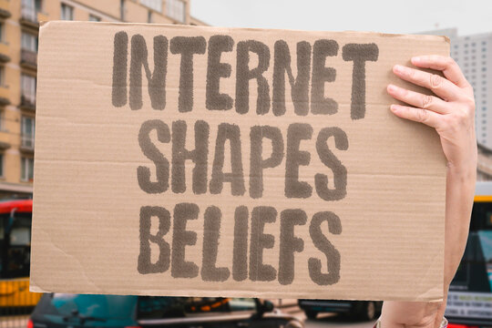 "Internet Shapes Beliefs" Online platforms quietly form what people think. INTERNET. BELIEFS. ALGORITHMS. INFLUENCE. OPINION.