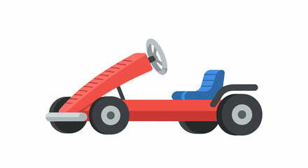 Obraz premium A simple flat illustration of a red and blue toy car with a steering wheel and seat