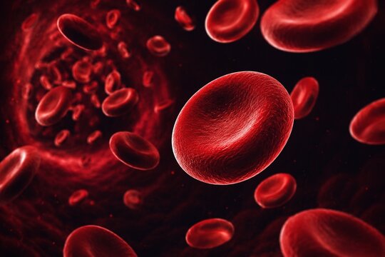 Realistic Red Blood Cells Flowing Through Bloodstream 3D Illustration