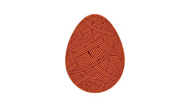 Ornate orange egg decorated with complex geometric patterns and intricate line work for easter or decorative art concept.