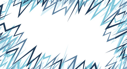 Fototapeta premium Abstract blue zigzag border design with sharp geometric lines creating an energetic frame around a central white copy space area.