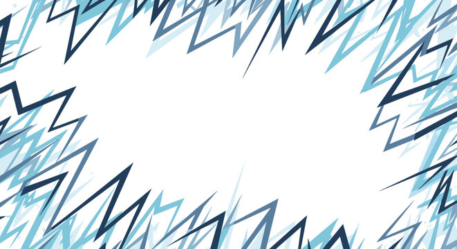 Abstract blue zigzag border design with sharp geometric lines creating an energetic frame around a central white copy space area.