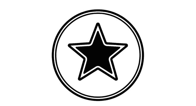 Black star symbol inside circle icon.