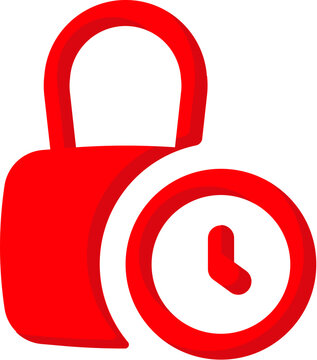 Red flat lock time icon bold design