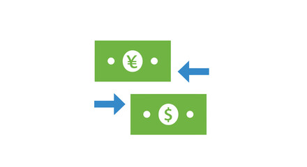 Fototapeta premium Currency exchange icon with yen to dollar conversion flat vector