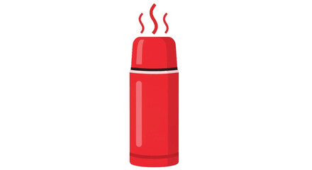 Obraz premium red thermos flask with steam vector illustration on white background