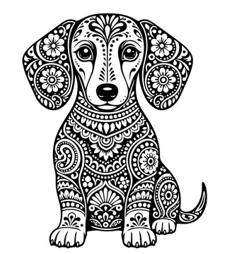 ornamental dachshund mandala svg file