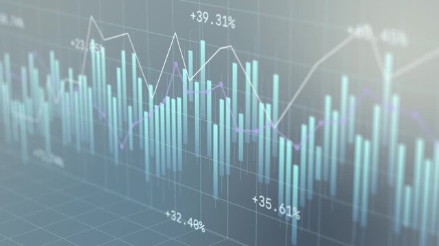 Global stock market economic graph showing financial investment analysis, business growth trend, exchange rate indicator, wealth strategy forecast, and smart banking innovation solution