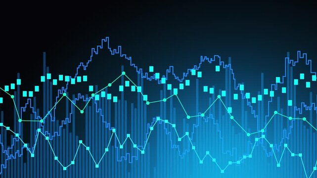 Futuristic 3D hologram financial chart and stock market graph showing global economic investment strategy, forex currency exchange, business growth trend, and modern technology innovation concept