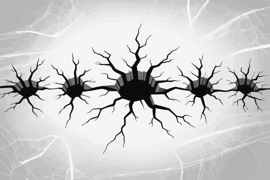 Abstract background design with multiple ground cracks and deep sinkhole craters