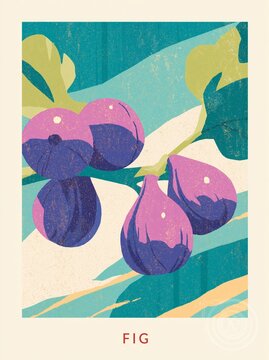 Botanical Fig Poster on Cream Paper
