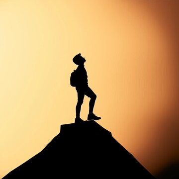 Studious silhouette ascends, a geometric study of potential Light shapes youthful ambition,  studio, student