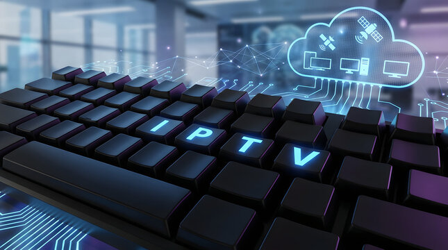 IPTV Keyboard with Cloud Computing Technology and Network Connection. Generated AI