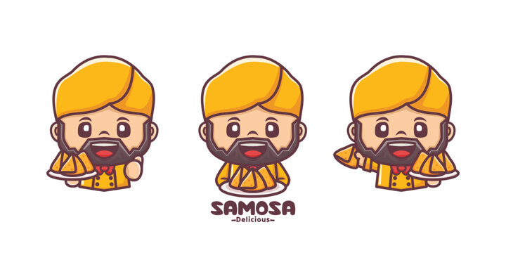 bearded male chef with samosa