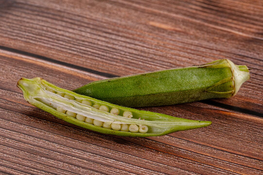 Fresh green bamia - okra vegetable