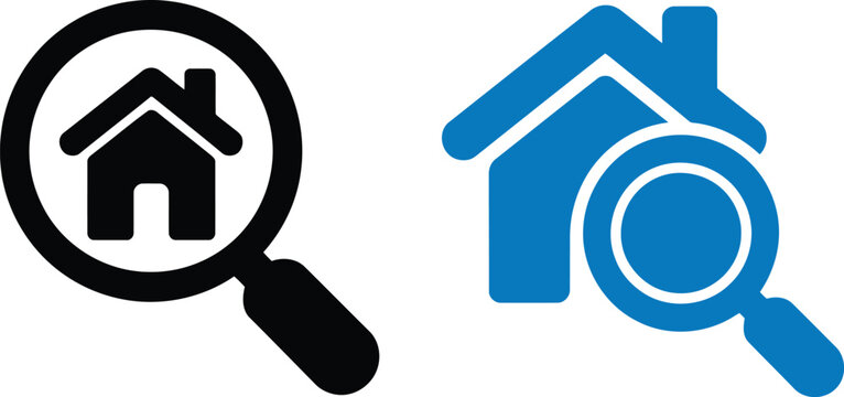 House icon under magnifying glass search vector illustration Vector