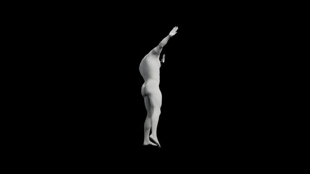 Mannequin dabbing in black studio