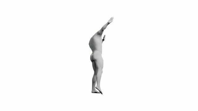 Mannequin dabbing in white studio