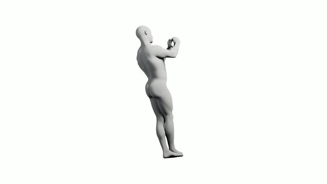 Powerful male figure model in standing pose