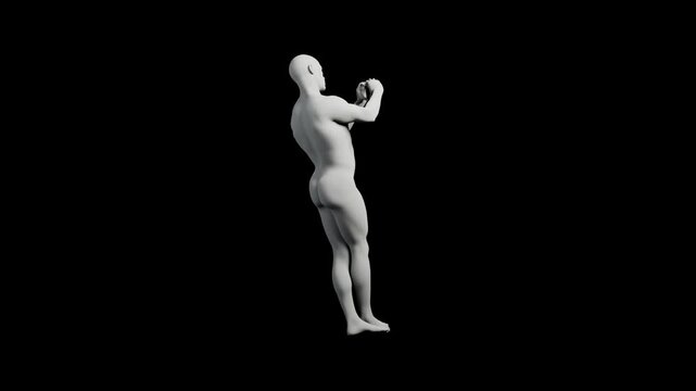 Powerful male figure model in standing pose