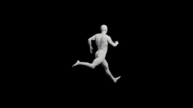 3D mannequin running on black background