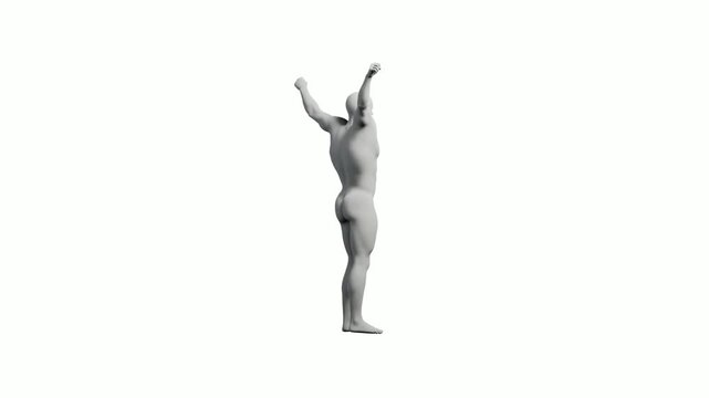 Mannequin arms raised confident pose