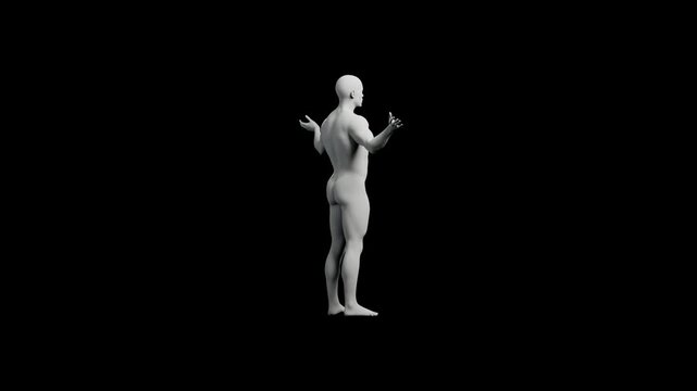 Mannequin with arms outstretched against black background