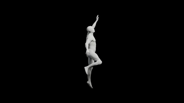 Mannequin reaching for something black background