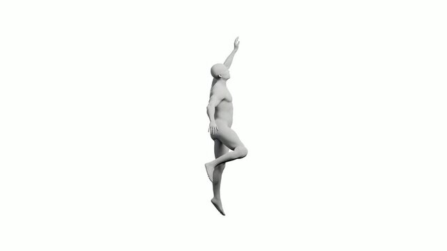 Mannequin reaching for something white background