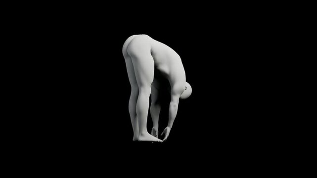 Mannequin bent over on black background