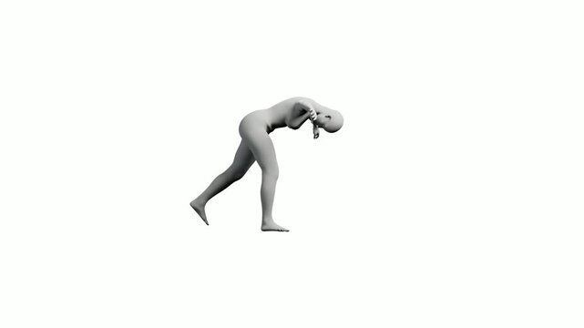 Figure model in relaxed leaning pose on white background