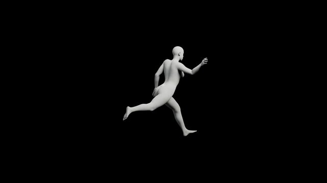 3D figure model reaching out confident black background