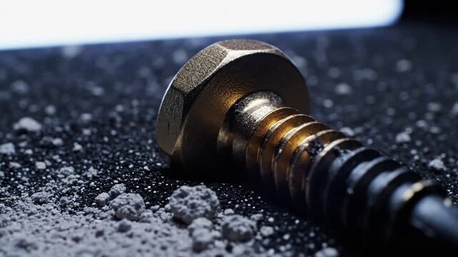 Macro Photography Of A Golden Bolt On A Textured Surface With Artistic Lighting