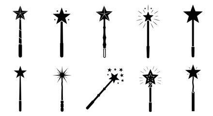 Magic Wand Collection: Star Designs, Fantasy, Illusion, and Sparkle Elements © happy