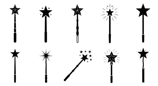Magic Wand Collection: Star Designs, Fantasy, Illusion, and Sparkle Elements