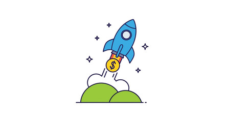 Obraz premium rocket ship with dollar sign vector illustration on white background