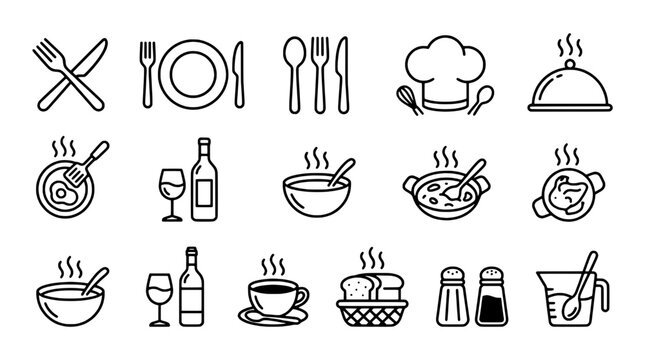 Knife tactical combat with double-edged blade icon set for vector kitchen, restaurant menu and food safety concepts