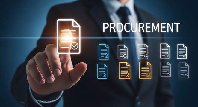 Digital procurement process hand selecting contract documents and supply chain management