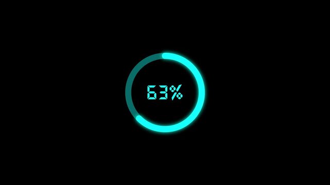 circle loading animation on a black background . 0 to 100 Circle Loading icon animation . white color loading icon ob black background.4k video animaton