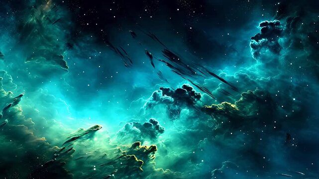Digital green  starry night sky abstract background