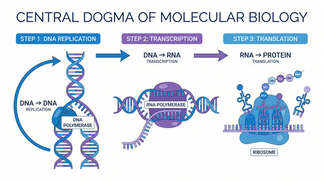 Central dogma of molecular biology dna replication, transcription, and translation
