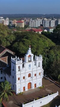 Vertical Aerial Shot of Immaculate Conception Church Panjim Goa India