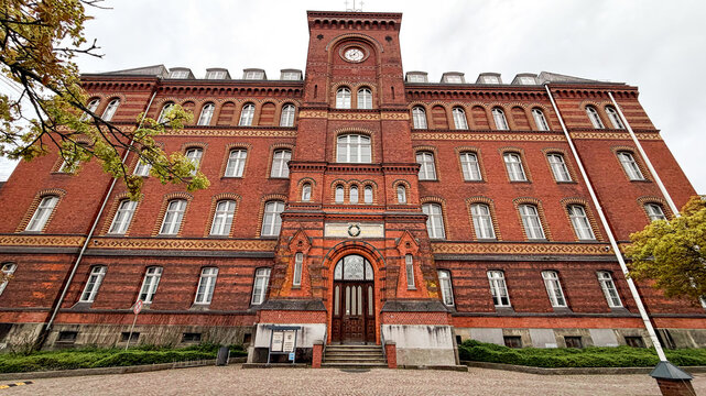 04.23.2026 - Flensburg, Germany. Local Court building Amtsgericht with arched entrance
