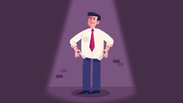 Businessman Standing Proudly Under a Bright Spotlight on Dark Stage Animation