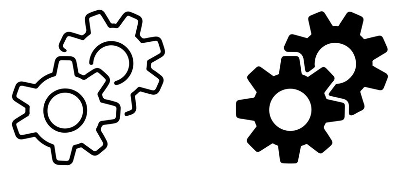 interlocking gears vector icon set