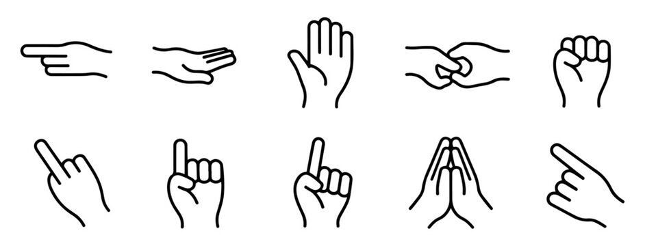 hand gesture pointer icon set