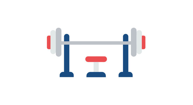 barbell icon with weight plates and rack flat vector illustration